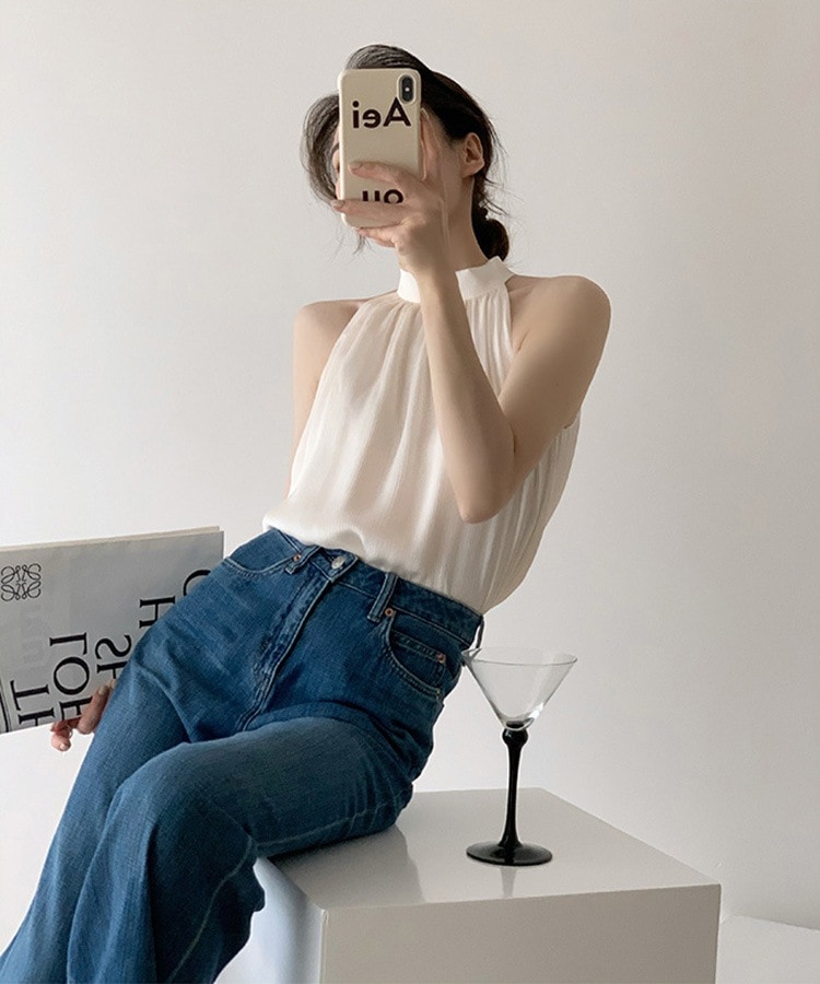 Aライン シフォン アメリカンスリーブ ブラウス