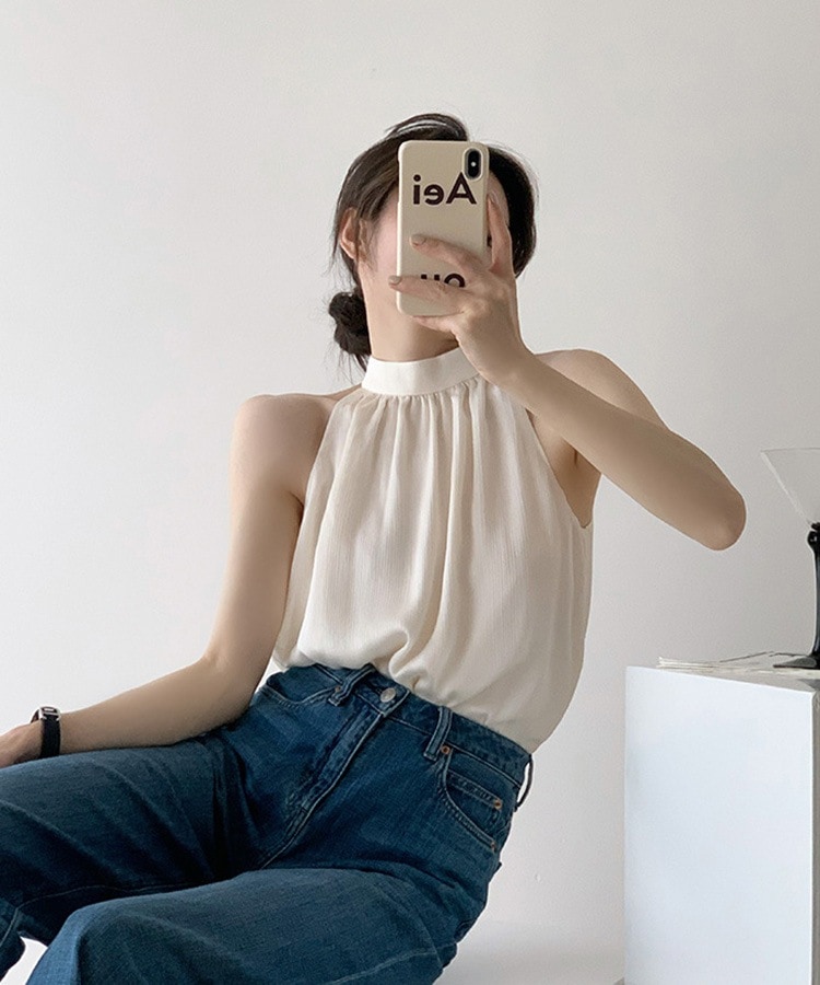 Aライン シフォン アメリカンスリーブ ブラウス