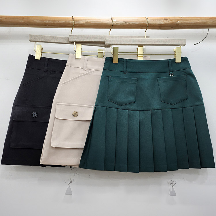 切り替え プリーツ カーゴスカート 韓国ゴルフウェア

