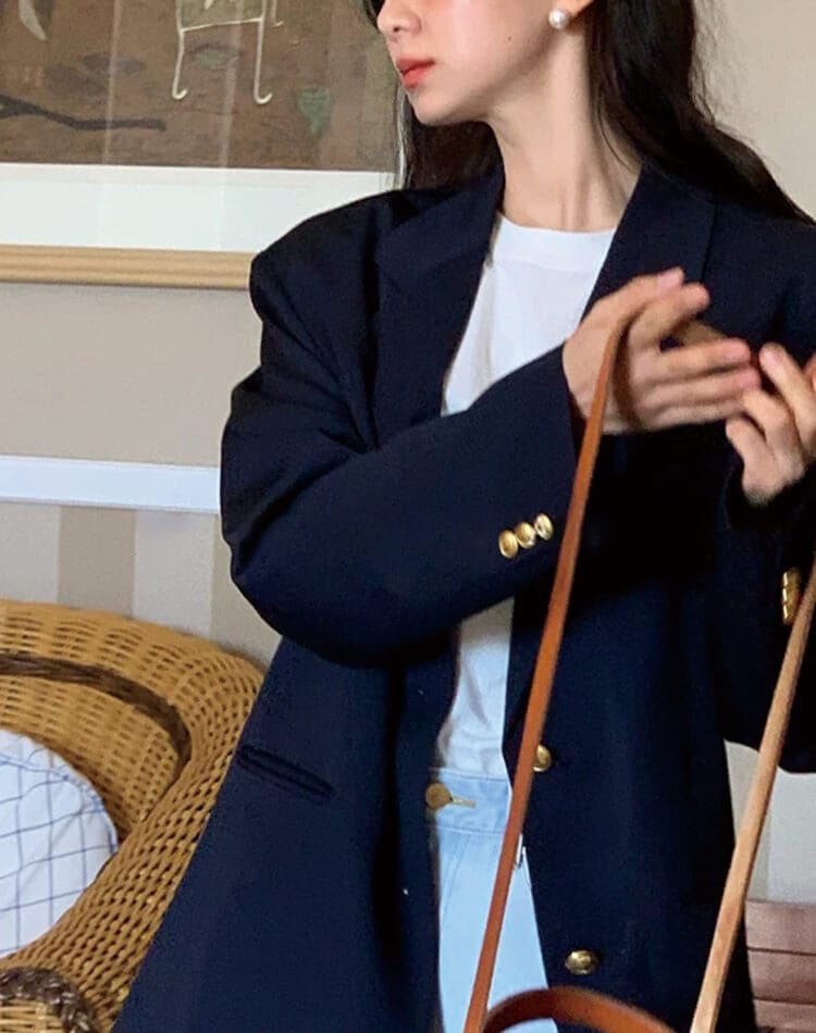 知的レトロな雰囲気漂う 金ボタンテーラードジャケット | すべての商品