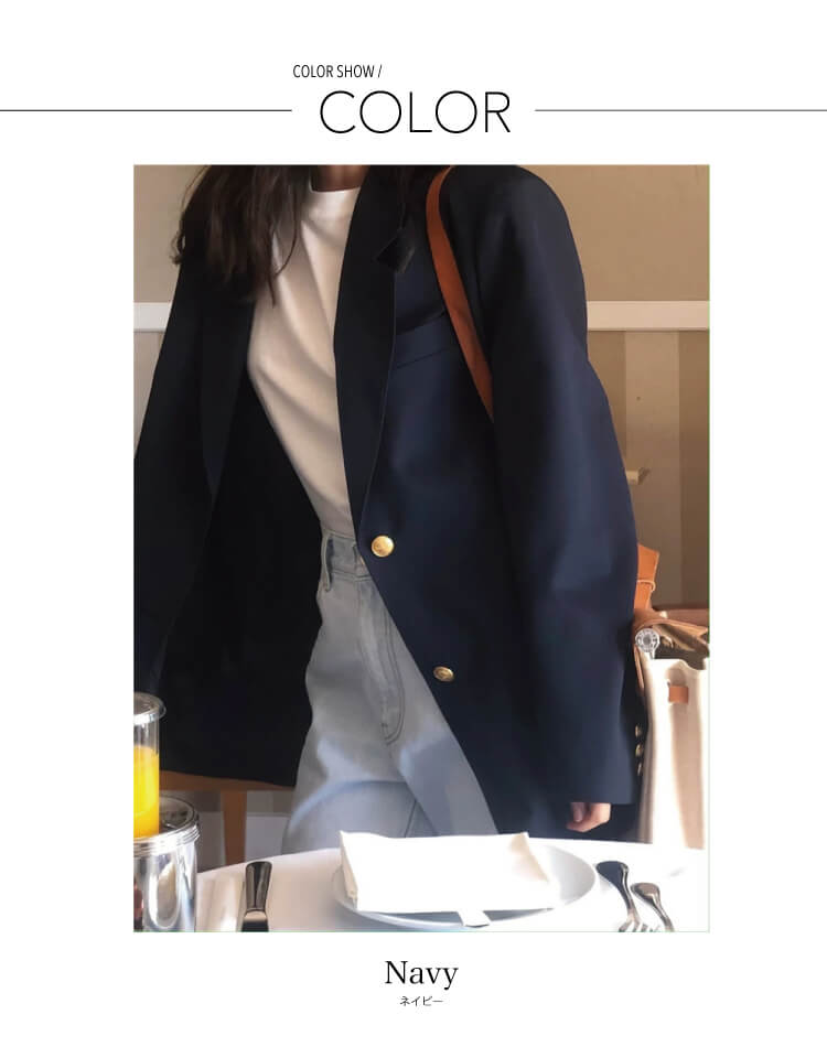 知的レトロな雰囲気漂う 金ボタンテーラードジャケット 