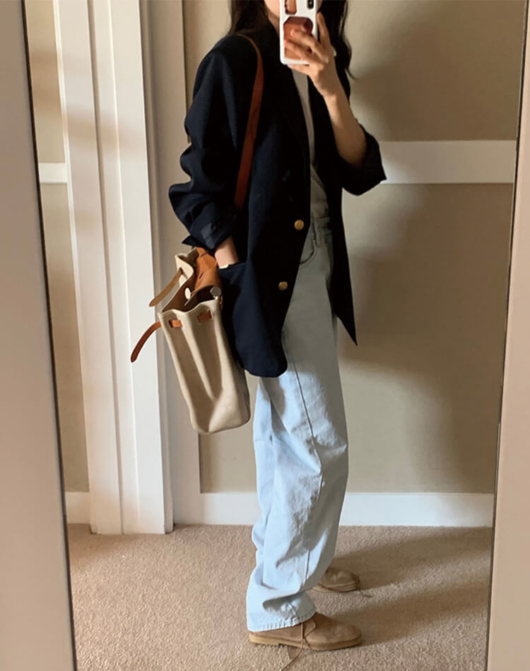 知的レトロな雰囲気漂う 金ボタンテーラードジャケット 