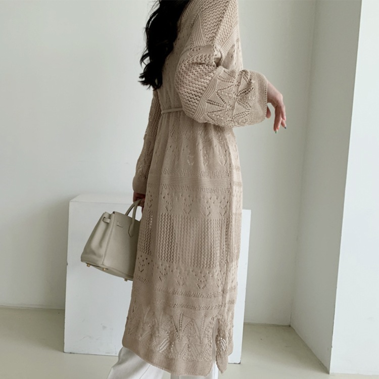 レースニット 透かし彫り クロシェカーディガン