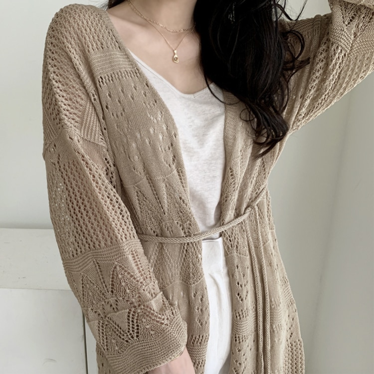 レースニット 透かし彫り クロシェカーディガン