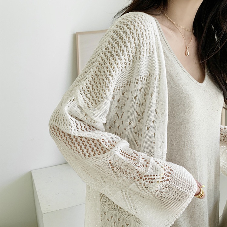 レースニット 透かし彫り クロシェカーディガン
