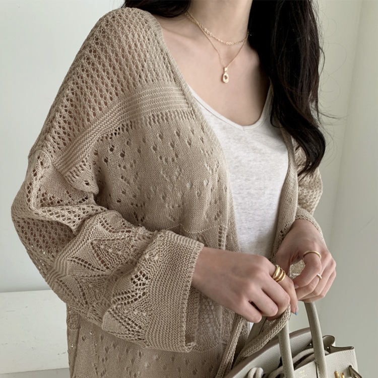 レースニット 透かし彫り クロシェカーディガン