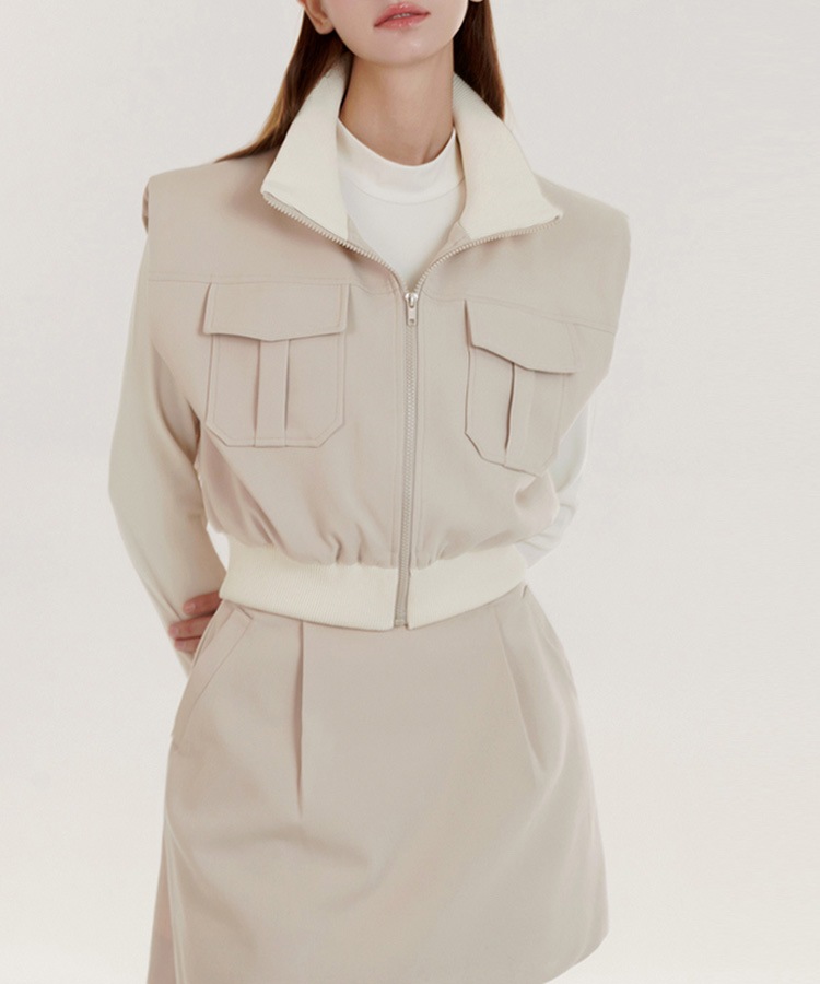 大きめポケット ジップアップ ベスト 韓国ゴルフウェア

