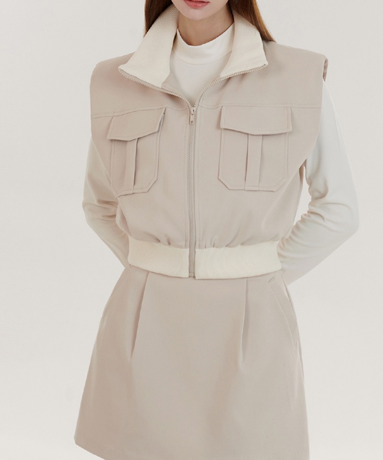 大きめポケット ジップアップ ベスト 韓国ゴルフウェア

