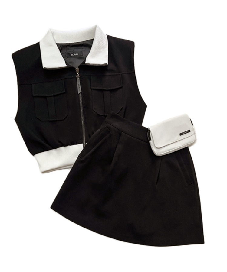 大きめポケット ジップアップ ベスト 韓国ゴルフウェア

