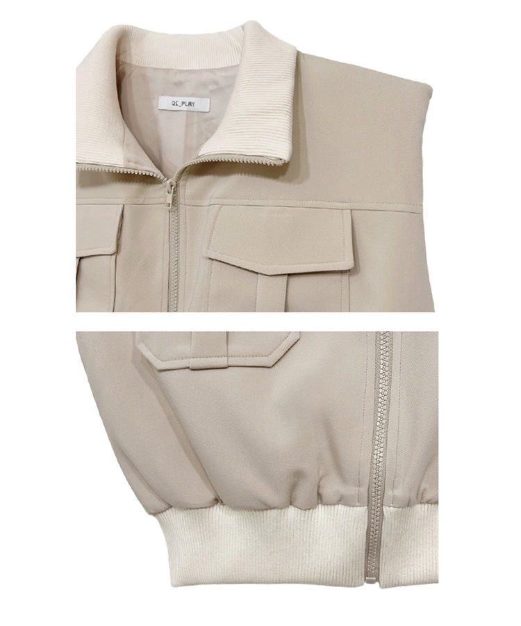 大きめポケット ジップアップ ベスト 韓国ゴルフウェア

