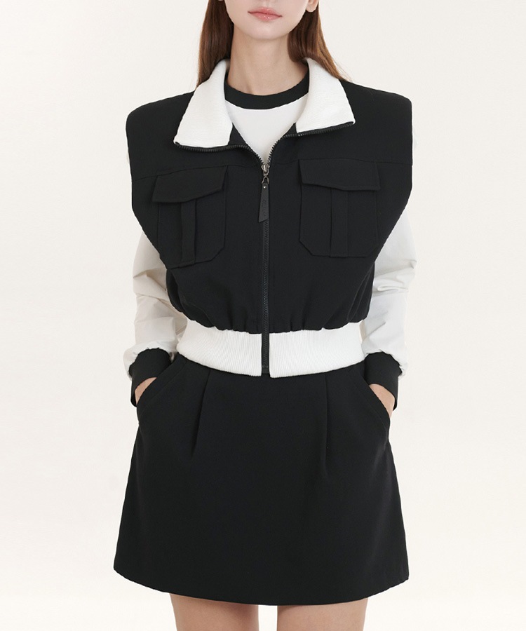 大きめポケット ジップアップ ベスト 韓国ゴルフウェア

