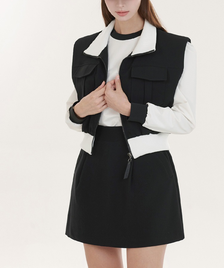 大きめポケット ジップアップ ベスト 韓国ゴルフウェア

