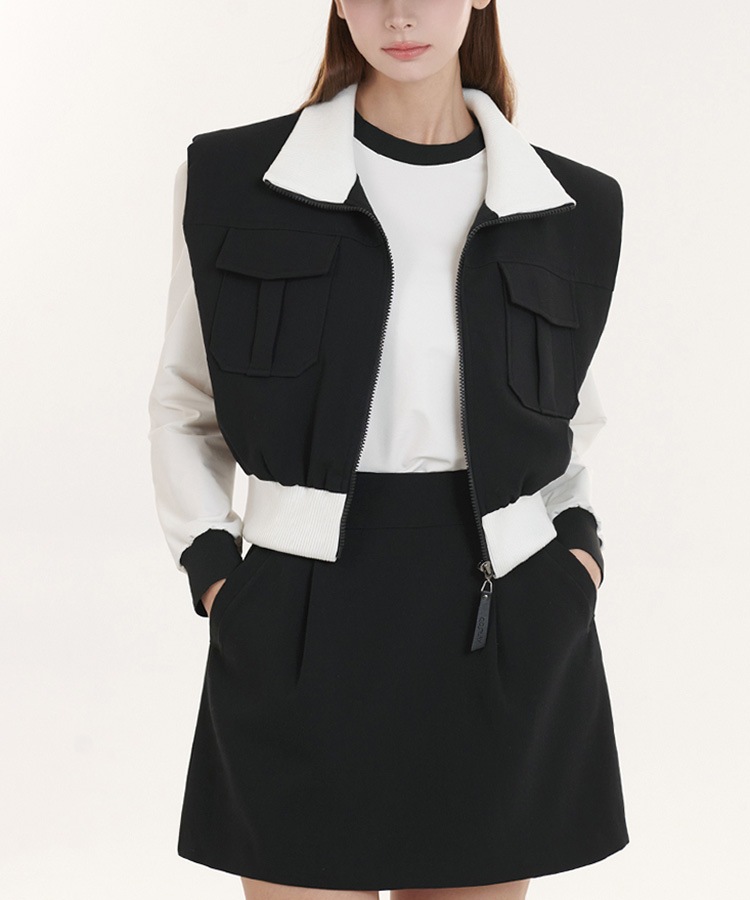 大きめポケット ジップアップ ベスト 韓国ゴルフウェア

