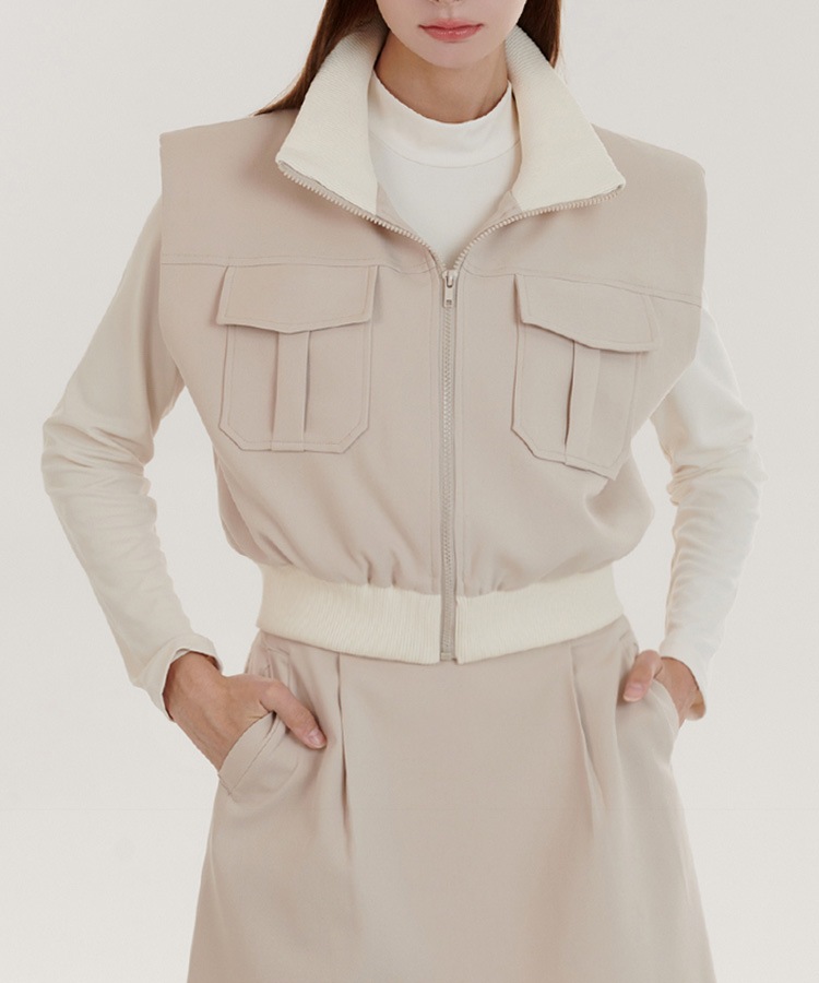 大きめポケット ジップアップ ベスト 韓国ゴルフウェア

