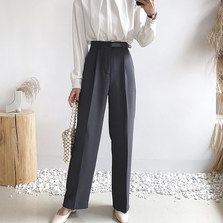 フロントタック アシンメトリーベルト スラックス