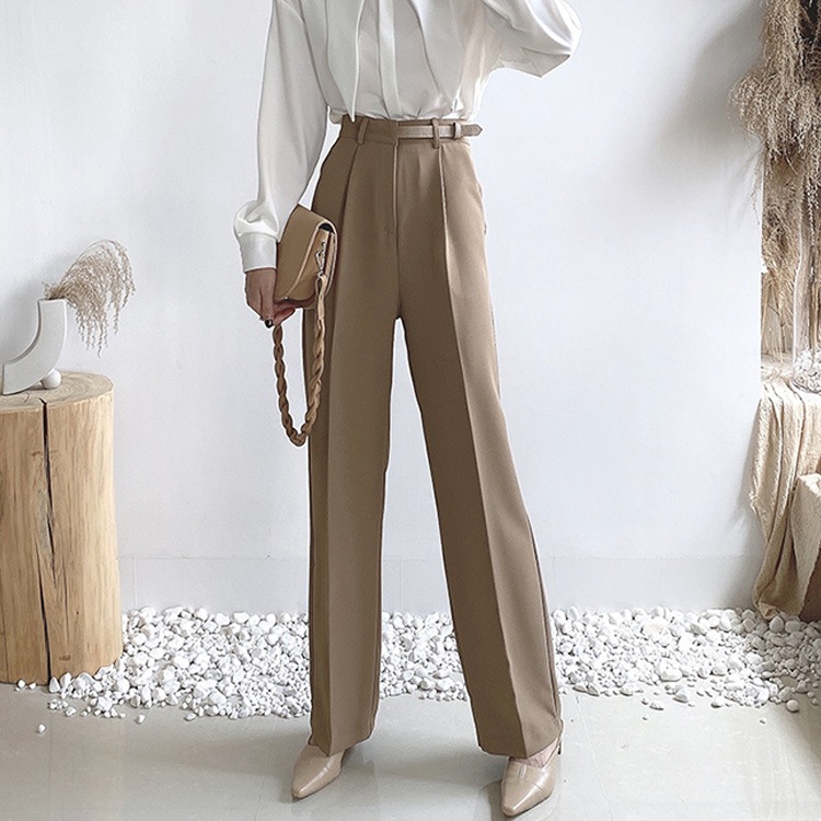 フロントタック アシンメトリーベルト スラックス