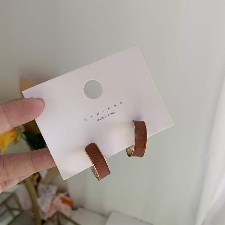 ゴールド×レザー リング ピアス