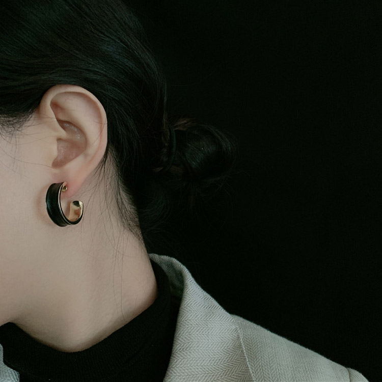 ゴールド×レザー リング ピアス