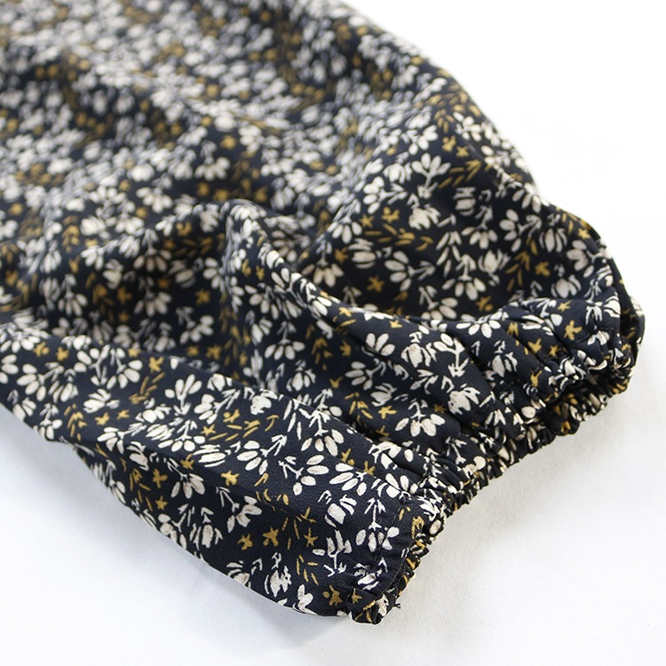 小花柄 ハイネック ロングワンピース