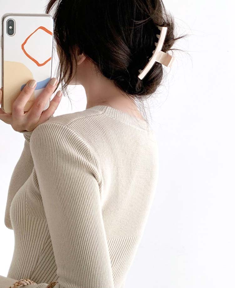 リブ編み 切り替え タイト ニットワンピース