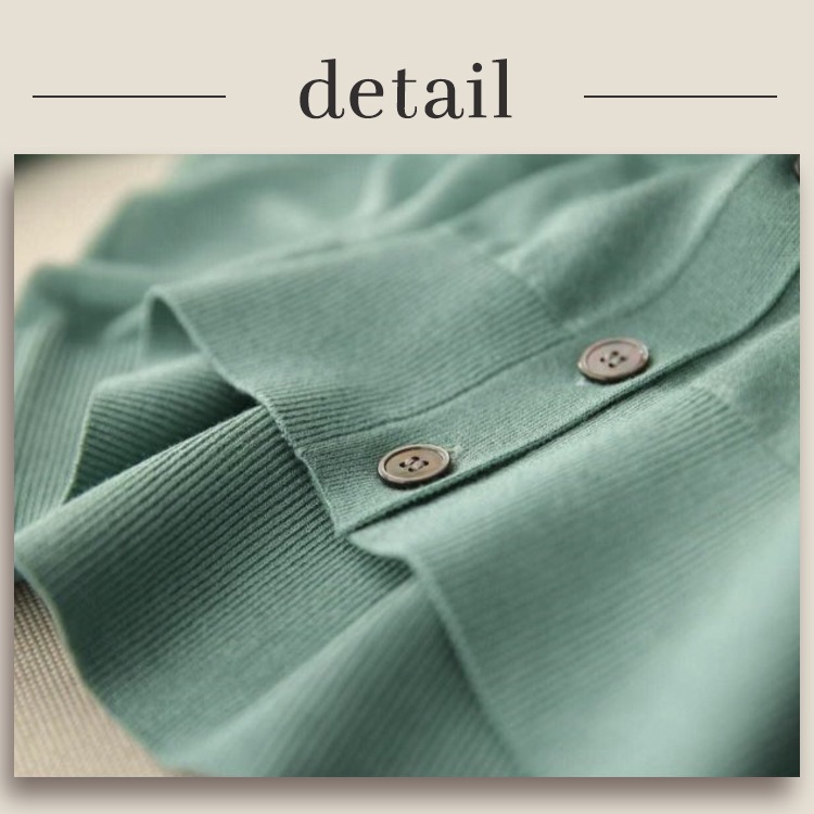 Vネック パフスリーブ 長袖 シアー カーディガン