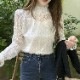 ハイネック 長袖 レース ブラウス