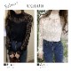 ハイネック 長袖 レース ブラウス