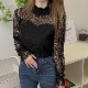 ハイネック 長袖 レース ブラウス