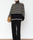 ゆったり ハイネック ボーダー ニット セーター

