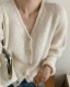 もこもこ Vネック 金ボタン ニットカーディガン

