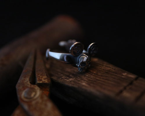 F**K & PEACE Skull Ring -Silver