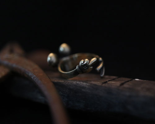F**K & PEACE Skull Ring -Brass