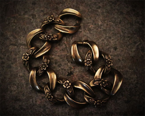 "ROOTS"PLANTS LINKS Bracelet  -BRASS