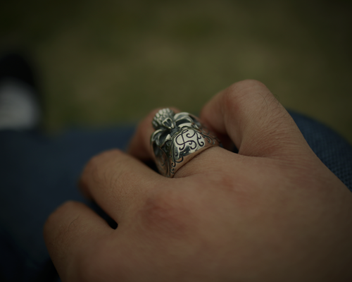 Daddy's "D3" Skull Ring -SILVER