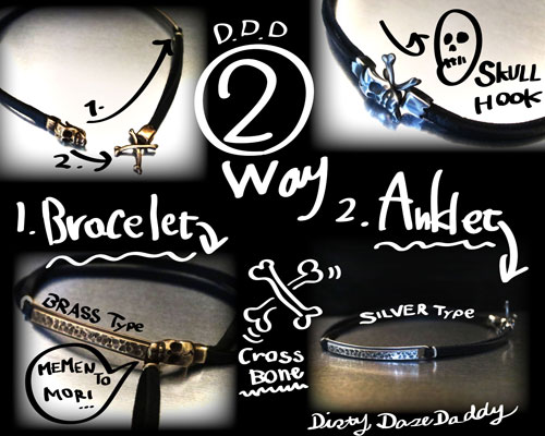"MEMENTO MORI" 2way LeatherWrap -SILVER
