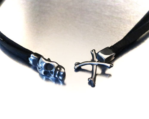 "MEMENTO MORI" 2way LeatherWrap -SILVER