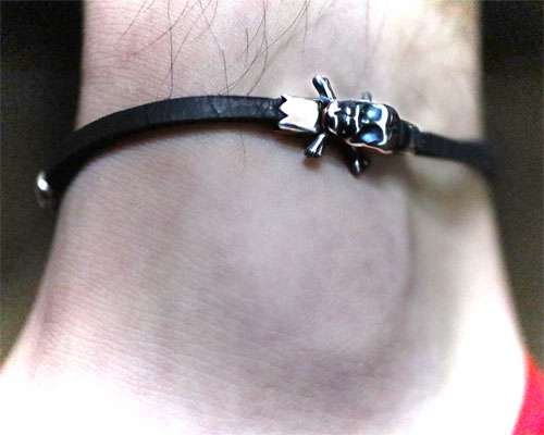 "MEMENTO MORI" 2way LeatherWrap -SILVER