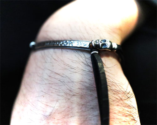 "MEMENTO MORI" 2way LeatherWrap -SILVER