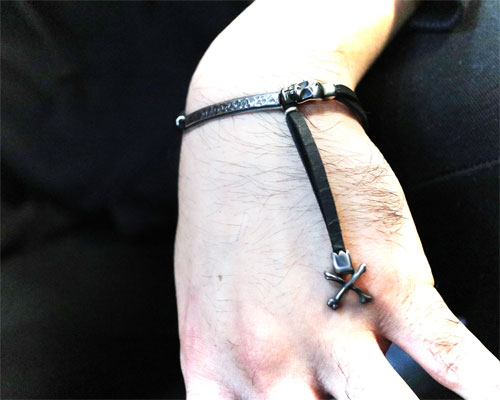 "MEMENTO MORI" 2way LeatherWrap -SILVER