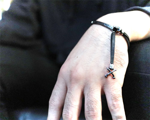 "MEMENTO MORI" 2way LeatherWrap -SILVER