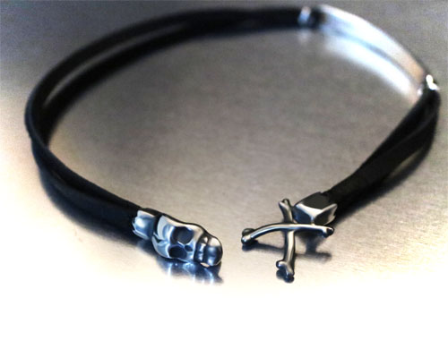 "MEMENTO MORI" 2way LeatherWrap -SILVER