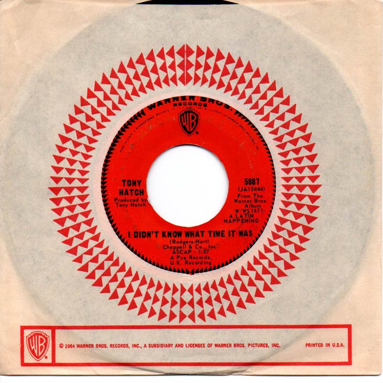 Tony Hatch I didn't know what time〜 7インチ Tony Hatch - I Didn't Know What Time It Was / Working In The Coal