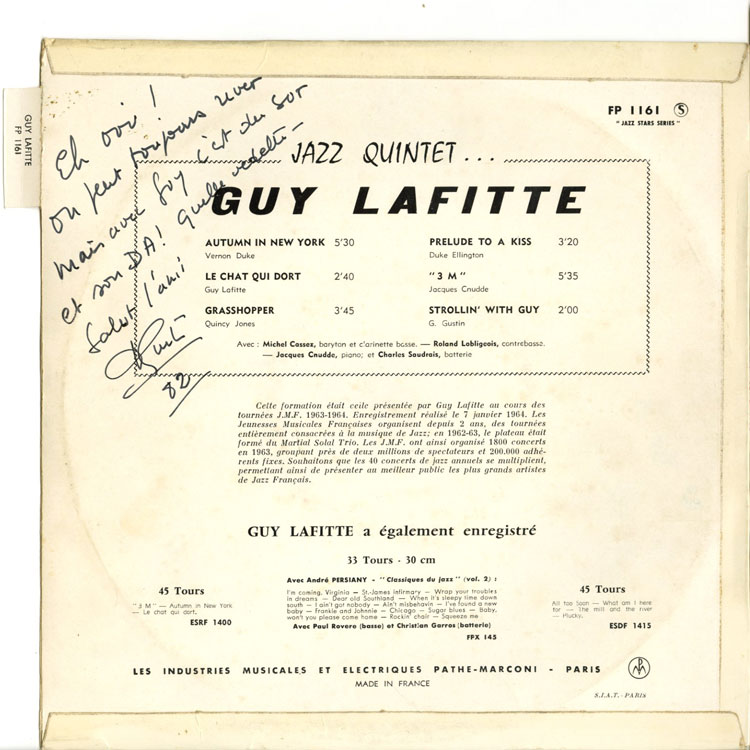 quintetページ Guy Lafitte Et Son Quintette - Jazz Quintet (Used 10