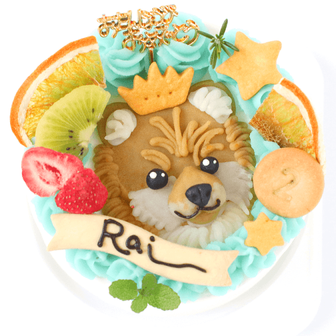 犬用似顔絵ケーキ（Decoブルー）★冷凍便