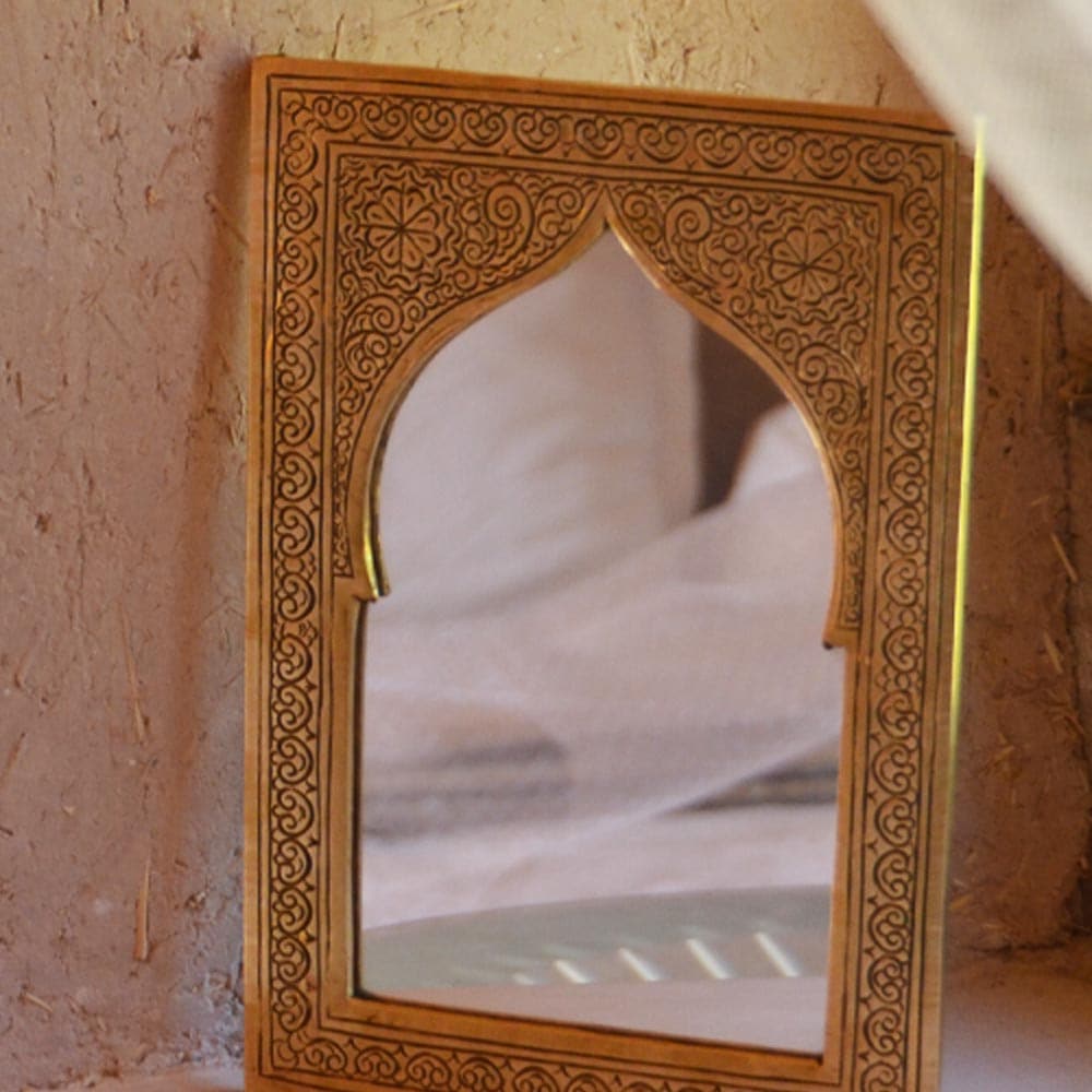 アラビアン モロッコ 壁掛けミラー モロッコ製壁掛けミラー【ゴールド・シルバー】 鏡 モスク型