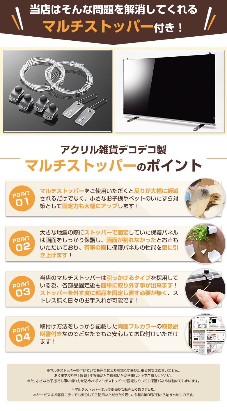 【即日発送】【国産】 液晶テレビ保護パネル 55インチ 厚3ミリ グレア仕様 クリアパネル ストッパー付き 【CLIERL light（クリアルライト）】