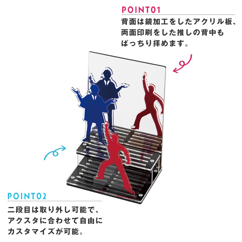 アクミラー アクスタ アクリルスタンド 台座 ディスプレイ ひな壇 雛壇 収納 推し活グッズ 鏡 ステージ