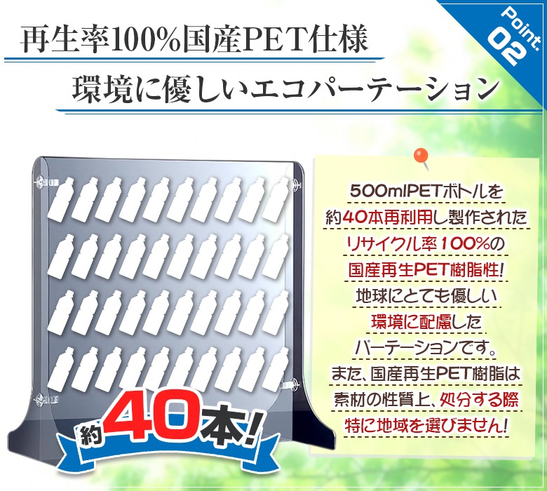 2Way ecoパーテーション W600*H600*D300【ウイルスの飛沫感染防止対策に！】ウイルス 感染症対策 カウンター 仕切 衛生管理 飛沫 ガード