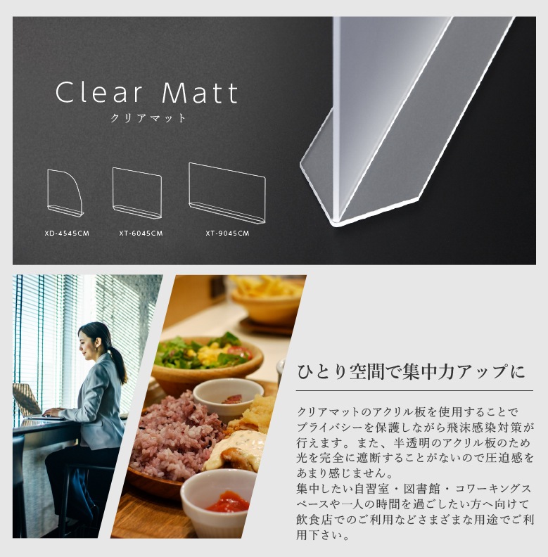 クロスパーテーション クリアマット仕様 W900*H450*D120【ウイルスの飛沫感染防止対策に！】感染対策 飛沫 ガード 感染予防 対策 仕切板 パーティション アクリル