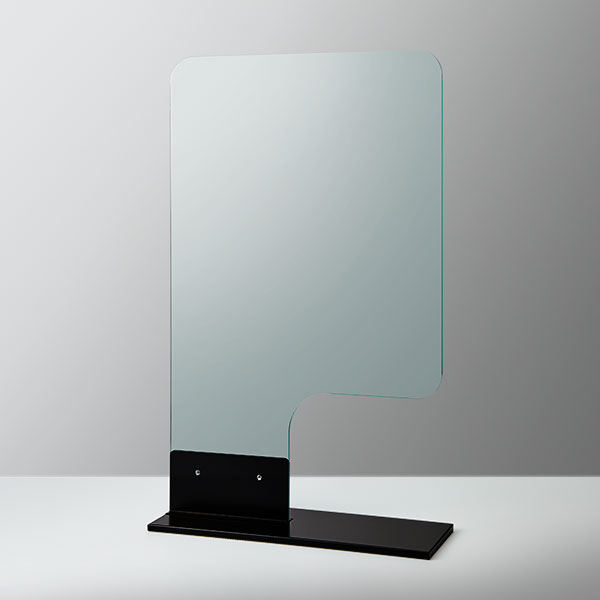 F型パーテーション ガラスカラー仕様 W550*H900*D200【ウイルスの飛沫感染防止対策に！】ウイルス対策 仕切 衛生管理 飛沫 ガード